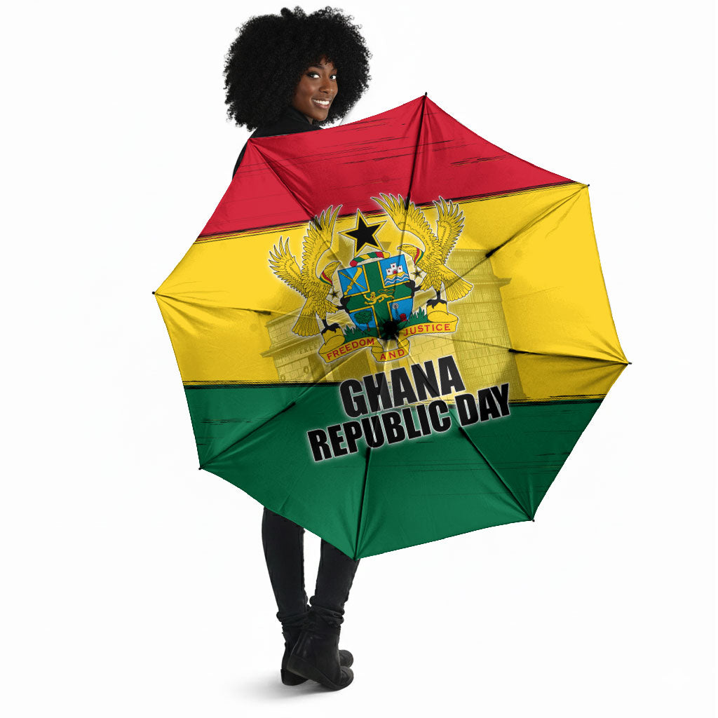 Ghana Republic Day Umbrella Ghanaian Pride Flag Colors With Coat Of Arms And Black Star