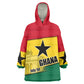 Ghana Republic Day Wearable Blanket Hoodie Ghanaian Pride Flag Colors With Coat Of Arms And Black Star