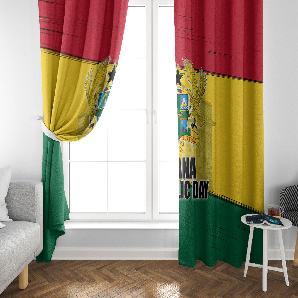 Ghana Republic Day Window Curtain Ghanaian Pride Flag Colors With Coat Of Arms And Black Star
