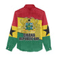Ghana Republic Day Women Casual Shirt Ghanaian Pride Flag Colors With Coat Of Arms And Black Star
