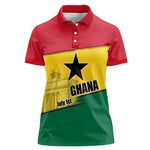 Ghana Republic Day Women Polo Shirt Ghanaian Pride Flag Colors With Coat Of Arms And Black Star