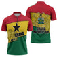 Ghana Republic Day Zipper Polo Shirt Ghanaian Pride Flag Colors With Coat Of Arms And Black Star