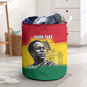 Personalized Ghana Republic Day Laundry Basket Kwame Nkrumah Vintage Portrait Art - July 1st Theme