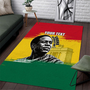 Personalized Ghana Republic Day Area Rug Kwame Nkrumah Vintage Portrait Art - July 1st Theme