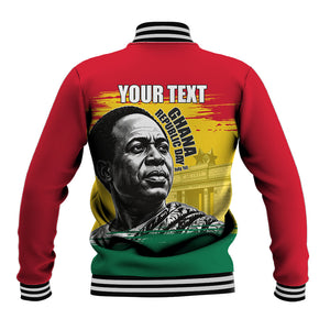 Personalized Ghana Republic Day Baseball Jacket Kwame Nkrumah Vintage Portrait Art - July 1st Theme