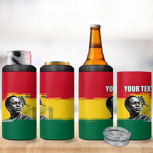 Personalized Ghana Republic Day 4 in 1 Can Cooler Tumbler Kwame Nkrumah Vintage Portrait Art - July 1st Theme