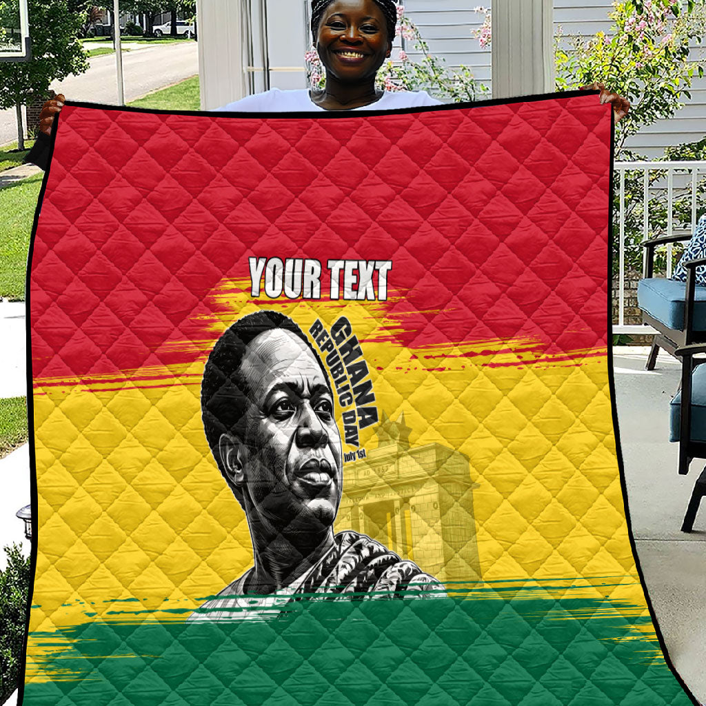 Personalized Ghana Republic Day Quilt Kwame Nkrumah Vintage Portrait Art - July 1st Theme