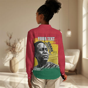 Personalized Ghana Republic Day Women Casual Shirt Kwame Nkrumah Vintage Portrait Art - July 1st Theme