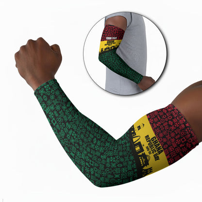 Personalized Ghana Republic Day Arm Sleeves Adinkra Pattern Heritage Silhouette African Culture Art