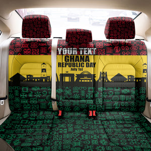 Personalized Ghana Republic Day Back Car Seat Cover Adinkra Pattern Heritage Silhouette African Culture Art