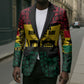 Personalized Ghana Republic Day Blazer Adinkra Pattern Heritage Silhouette African Culture Art
