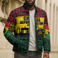 Personalized Ghana Republic Day Bomber Puffer Jacket Adinkra Pattern Heritage Silhouette African Culture Art