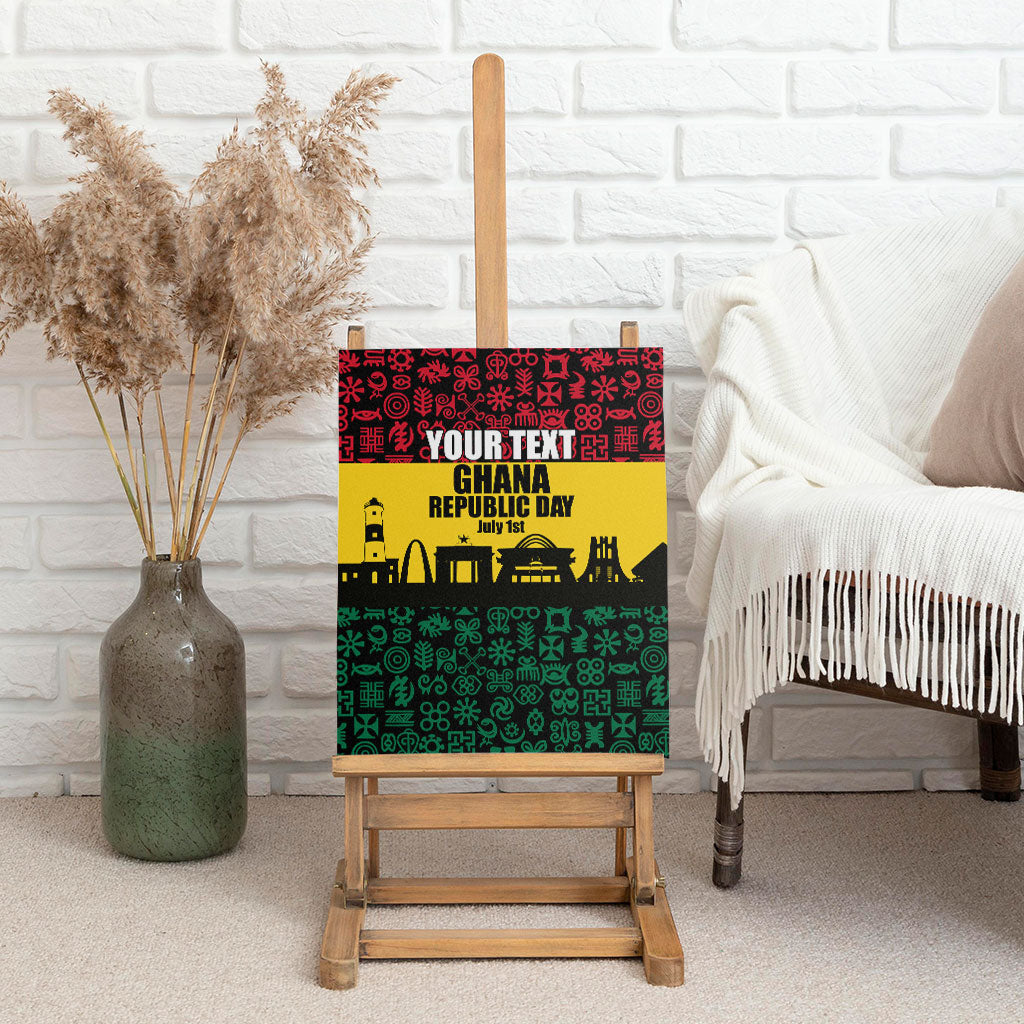 Personalized Ghana Republic Day Canvas Wall Art Adinkra Pattern Heritage Silhouette African Culture Art