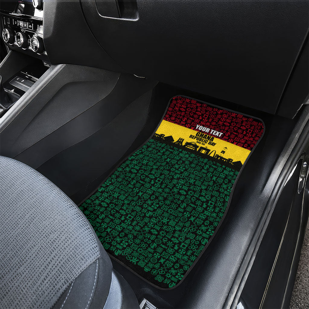 Personalized Ghana Republic Day Car Mats Adinkra Pattern Heritage Silhouette African Culture Art