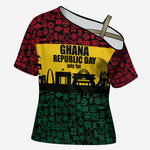Personalized Ghana Republic Day Cross Shoulder Shirt Adinkra Pattern Heritage Silhouette African Culture Art