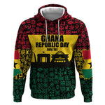 Personalized Ghana Republic Day Hoodie Adinkra Pattern Heritage Silhouette African Culture Art