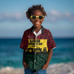 Personalized Ghana Republic Day Kid Hawaiian Shirt Adinkra Pattern Heritage Silhouette African Culture Art
