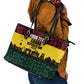 Personalized Ghana Republic Day Leather Tote Bag Adinkra Pattern Heritage Silhouette African Culture Art