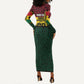 Personalized Ghana Republic Day Long Sleeve Bodycon Dress Adinkra Pattern Heritage Silhouette African Culture Art