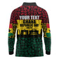 Personalized Ghana Republic Day Long Sleeve Polo Shirt Adinkra Pattern Heritage Silhouette African Culture Art