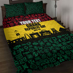 Personalized Ghana Republic Day Quilt Bed Set Adinkra Pattern Heritage Silhouette African Culture Art