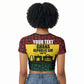 Personalized Ghana Republic Day Raglan Cropped T shirt Adinkra Pattern Heritage Silhouette African Culture Art