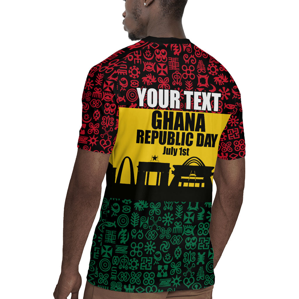 Personalized Ghana Republic Day Rugby Jersey Adinkra Pattern Heritage Silhouette African Culture Art