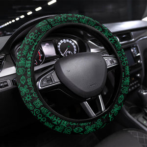 Ghana Republic Day Steering Wheel Cover Adinkra Pattern Heritage Silhouette African Culture Art