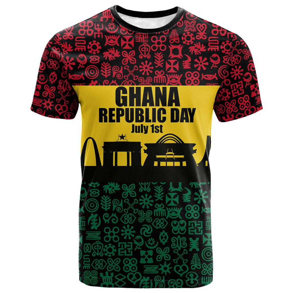 Personalized Ghana Republic Day T shirt Adinkra Pattern Heritage Silhouette African Culture Art