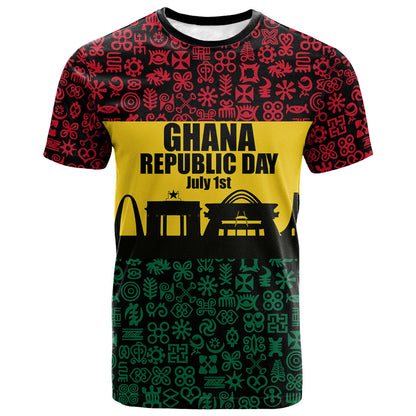 Personalized Ghana Republic Day T shirt Adinkra Pattern Heritage Silhouette African Culture Art