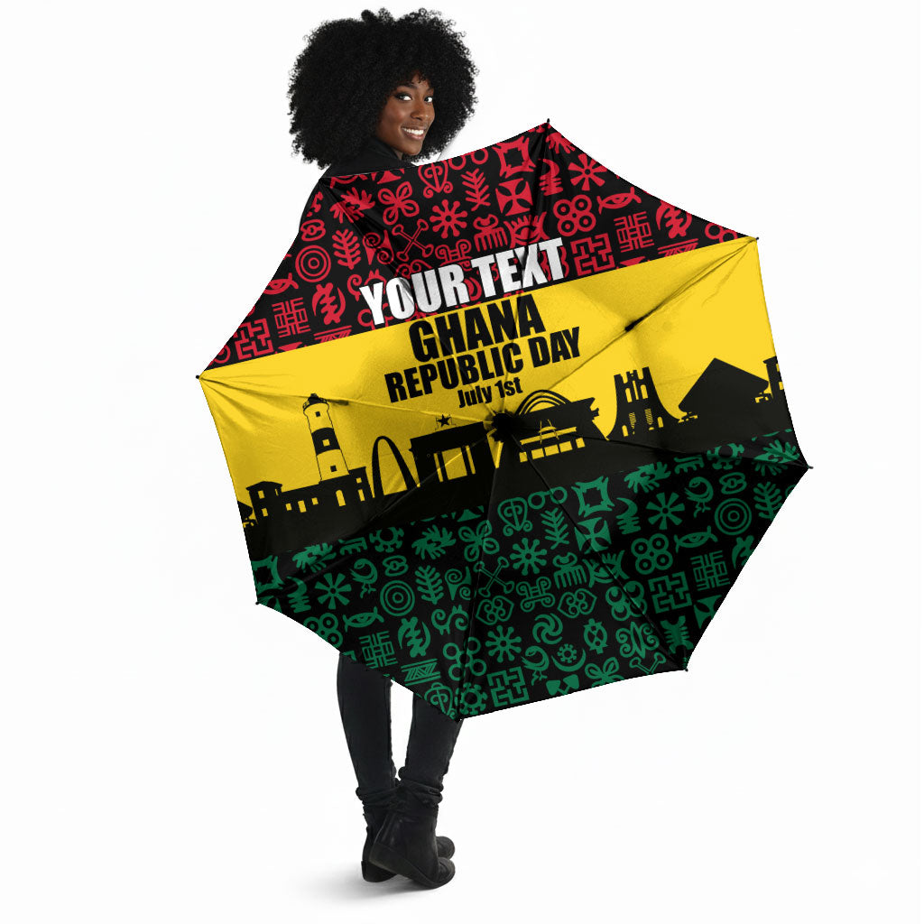 Personalized Ghana Republic Day Umbrella Adinkra Pattern Heritage Silhouette African Culture Art