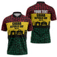 Personalized Ghana Republic Day Zipper Polo Shirt Adinkra Pattern Heritage Silhouette African Culture Art