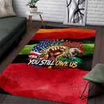 Happy 250th You Still Owe Us Black Pride Area Rug Pan African Flag Broken Chains - Statue Of Liberty
