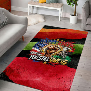 Happy 250th You Still Owe Us Black Pride Area Rug Pan African Flag Broken Chains - Statue Of Liberty
