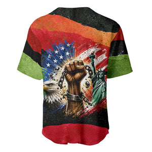 Happy 250th You Still Owe Us Black Pride Baseball Jersey Pan African Flag Broken Chains - Statue Of Liberty