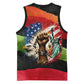 Happy 250th You Still Owe Us Black Pride Basketball Jersey Pan African Flag Broken Chains - Statue Of Liberty