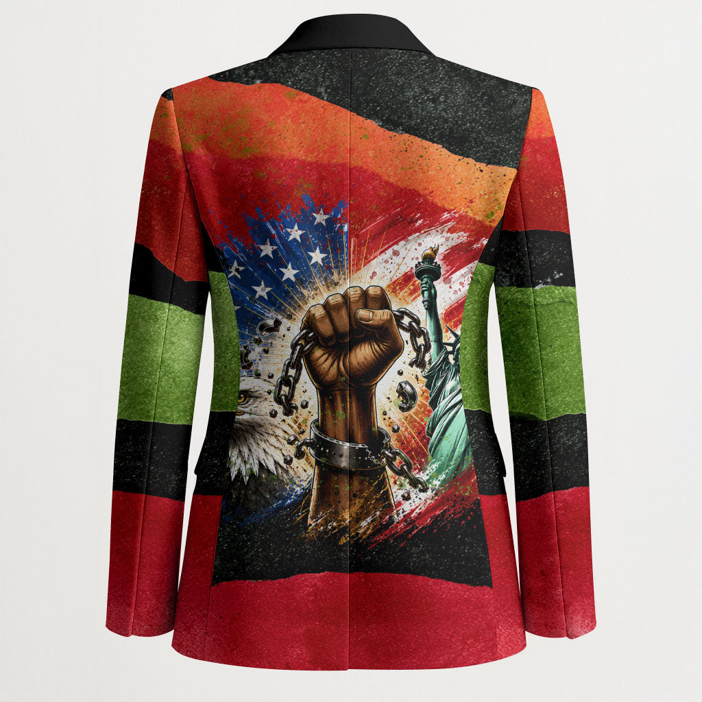 Happy 250th You Still Owe Us Black Pride Blazer Pan African Flag Broken Chains - Statue Of Liberty