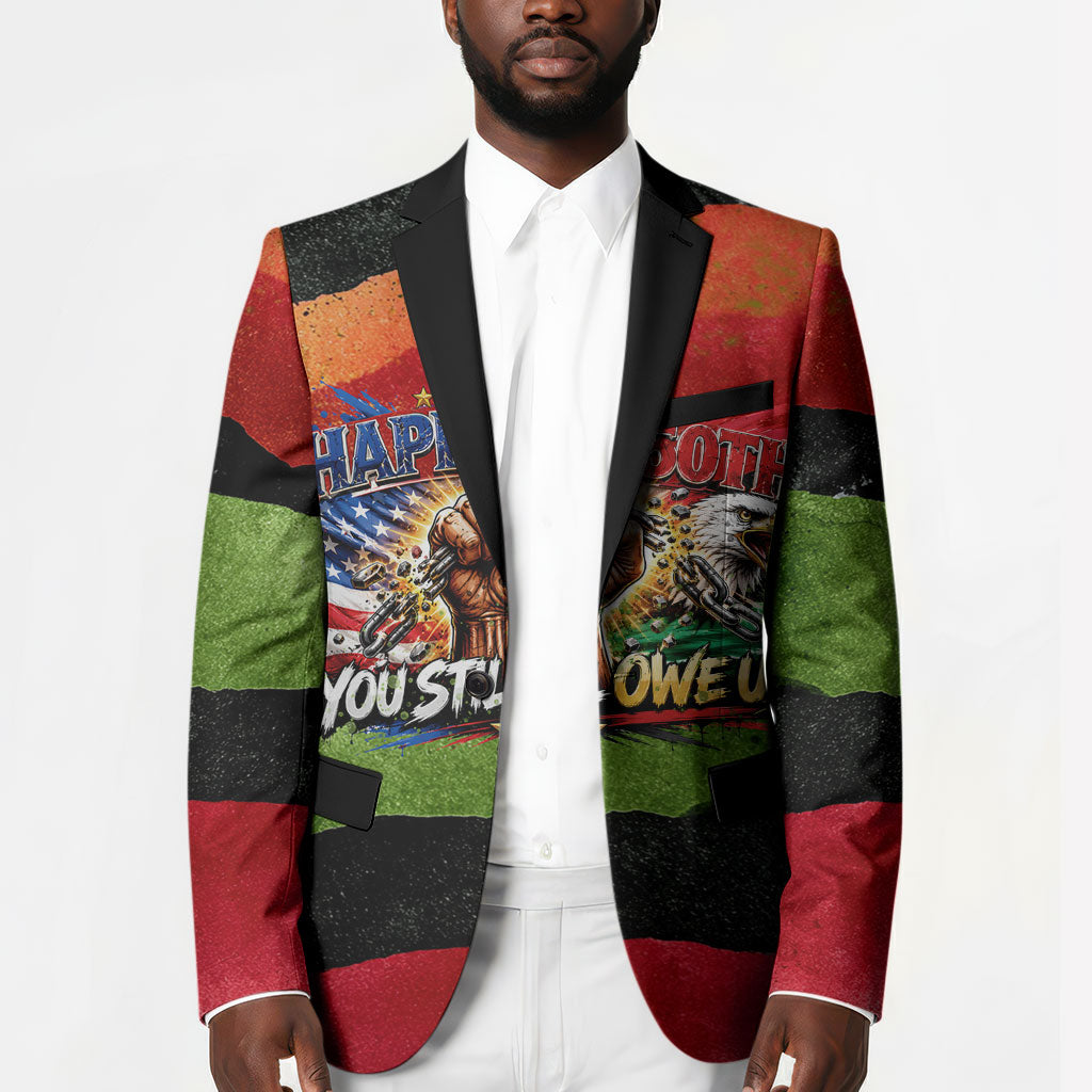 Happy 250th You Still Owe Us Black Pride Blazer Pan African Flag Broken Chains - Statue Of Liberty