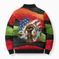 Happy 250th You Still Owe Us Black Pride Bomber Puffer Jacket Pan African Flag Broken Chains - Statue Of Liberty