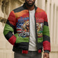 Happy 250th You Still Owe Us Black Pride Bomber Puffer Jacket Pan African Flag Broken Chains - Statue Of Liberty
