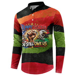 Happy 250th You Still Owe Us Black Pride Button Sweatshirt Pan African Flag Broken Chains - Statue Of Liberty
