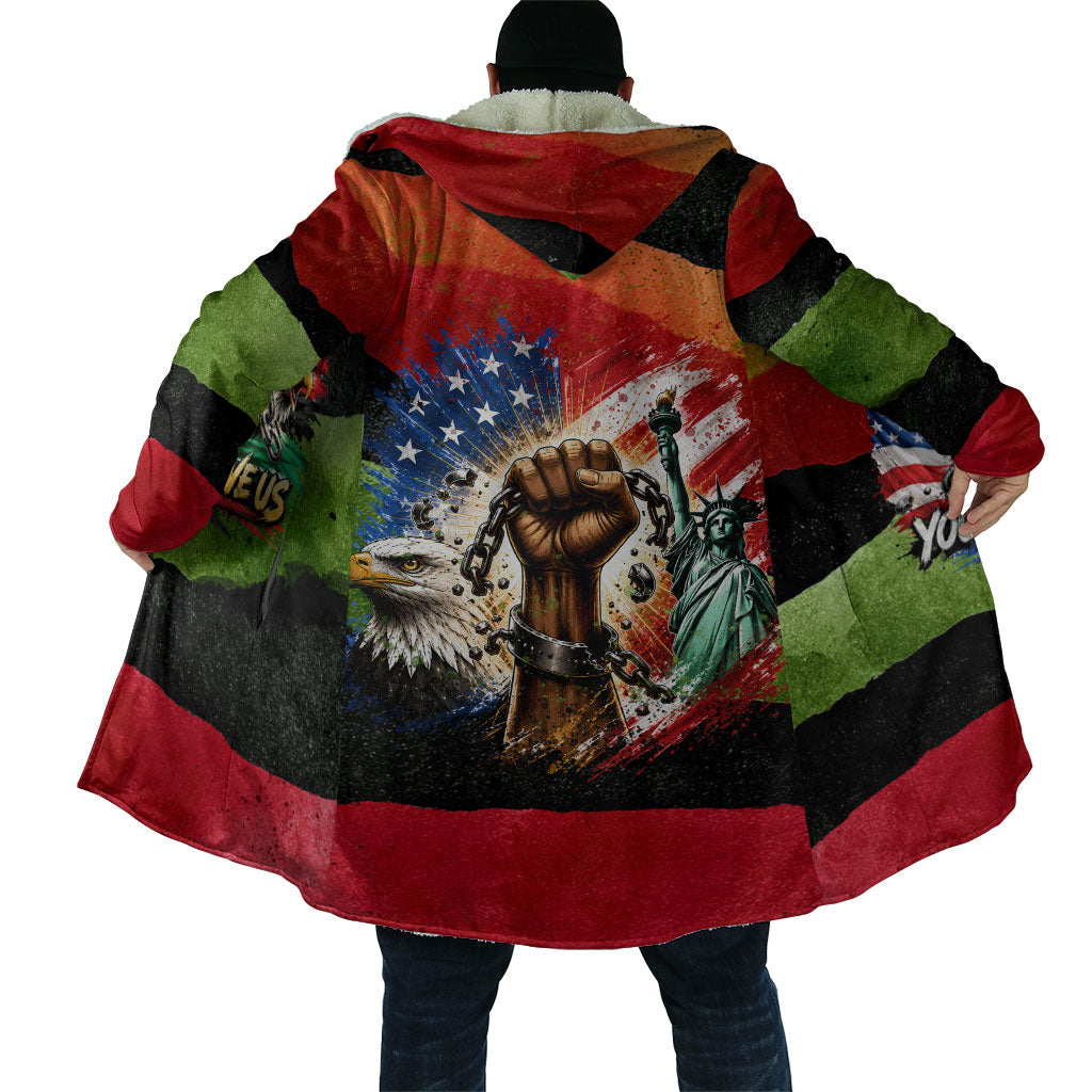 Happy 250th You Still Owe Us Black Pride Cloak Pan African Flag Broken Chains - Statue Of Liberty