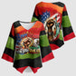 Happy 250th You Still Owe Us Black Pride Kimono Sleeve Blouse Pan African Flag Broken Chains - Statue Of Liberty