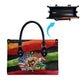 Happy 250th You Still Owe Us Black Pride Leather Bag Pan African Flag Broken Chains - Statue Of Liberty