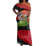 Happy 250th You Still Owe Us Black Pride Off Shoulder Maxi Dress Pan African Flag Broken Chains - Statue Of Liberty