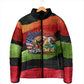 Happy 250th You Still Owe Us Black Pride Padded Jacket Pan African Flag Broken Chains - Statue Of Liberty