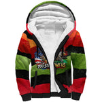 Happy 250th You Still Owe Us Black Pride Sherpa Hoodie Pan African Flag Broken Chains - Statue Of Liberty