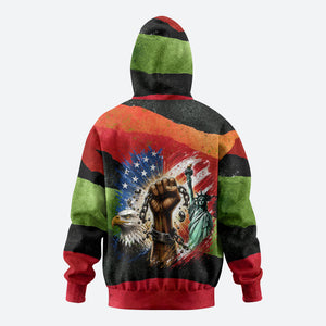 Happy 250th You Still Owe Us Black Pride Zip Hoodie Pan African Flag Broken Chains - Statue Of Liberty