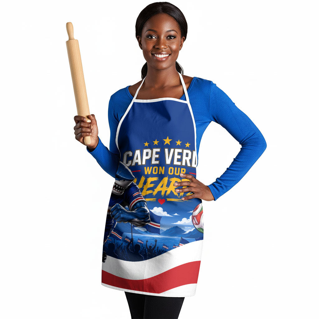 Cape Verde Won Our Hearts Soccer Apron Blue Sharks Football Mascot Patriotic National Team