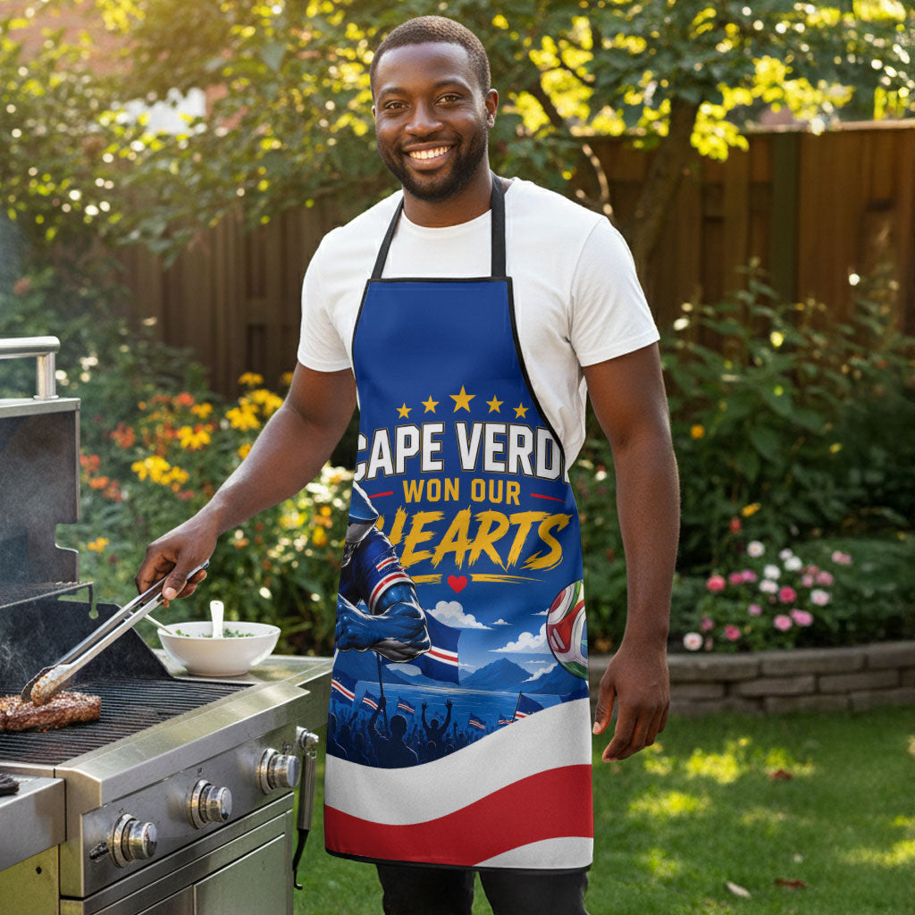 Cape Verde Won Our Hearts Soccer Apron Blue Sharks Football Mascot Patriotic National Team